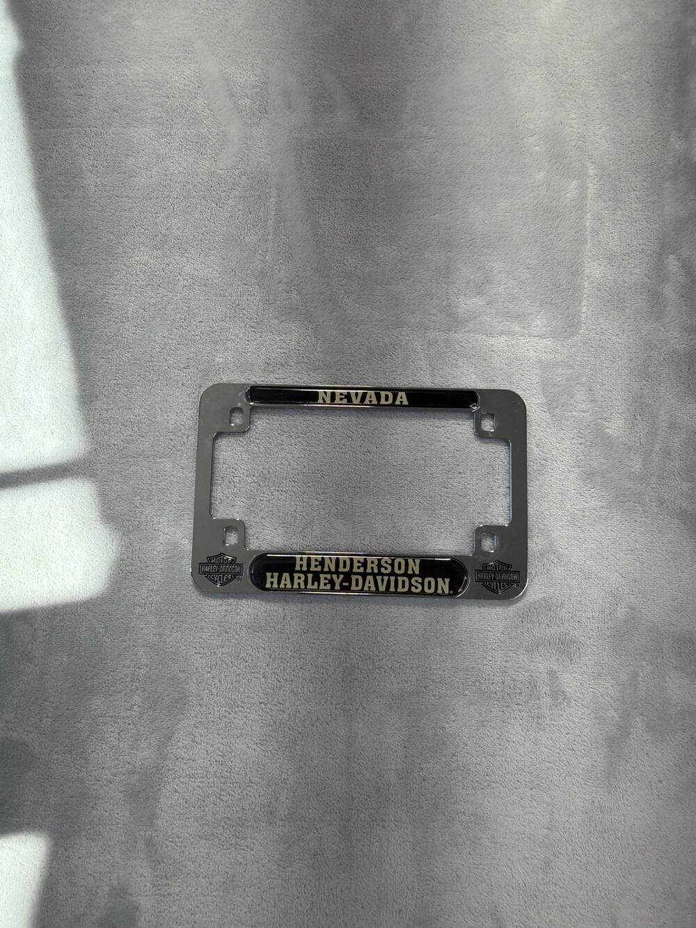 Vintage Henderson Harley-Davidson Nevada Chrome Motorcycle License Plate Frame